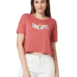 Spykar Brown Graphic Print Crop T-Shirt-image-15