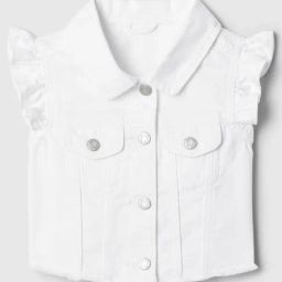 GAP Girls White Cotton Solid Jacket-image-96