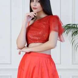 NEUDIS Red Embellished Crop Top-picture-5