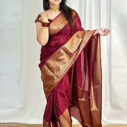 HANDSEL Zari Pure Silk Traditional Banarasi Saree-image-70