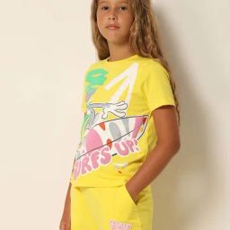 VERO MODA GIRL Yellow Cotton Printed T-Shirt-image-51