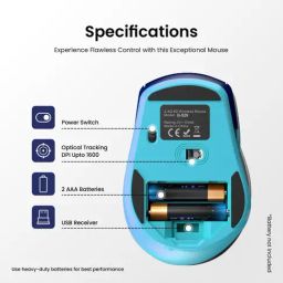 Portronics Toad 32 2.4GHz Wireless Optical Mouse with 6 Button Design, Noiseless Clicks (Blue) image 5