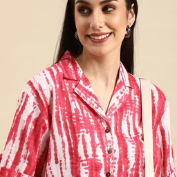 Anouk Pink Tie and Dye Print Roll-Up Sleeves Top-image-18