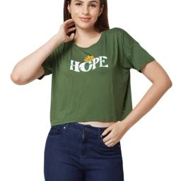 Spykar Green Graphic Print Crop T-Shirt-picture-32
