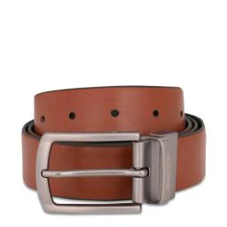 United Colors of Benetton Falsone Tan & Black Leather Solid Reversible Belt-36