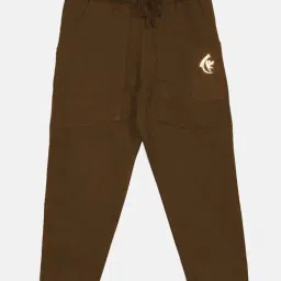 Kiddopanti Brown Fleece Regular Solid Track Bottoms Joggers-image-21