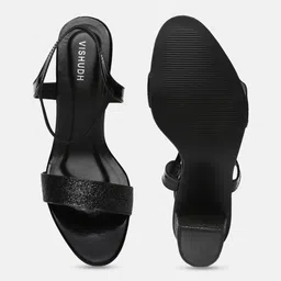 Vishudh Black Open Toe Block Heels image 4