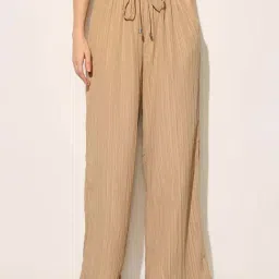 Only Beige Flaired Fit Self Pattern Trousers-picture-19