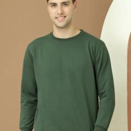 Vimal Jonney Green Fleece Regular Fit Solid Sweatshirt-image-93