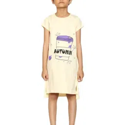 Kiddopanti Kids Light Yellow Printed Night Dress-picture-38