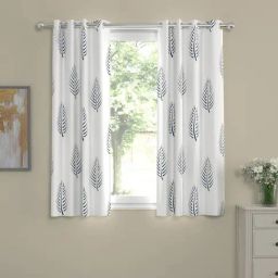 Urban Space Printed White Cotton 5 ft Window Curtains - Set of 2-25