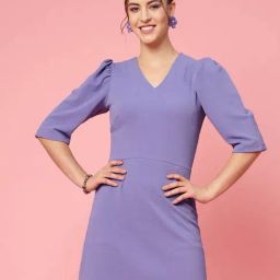 Melon by PlusS Light Purple Regular Fit A Line Dress-image-50