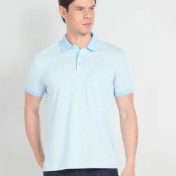 Arrow Blue Cotton Regular Fit Printed Polo T-Shirt-picture-1