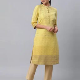 Aurelia Women Yellow Printed Cotton Blend Kurta-image-39