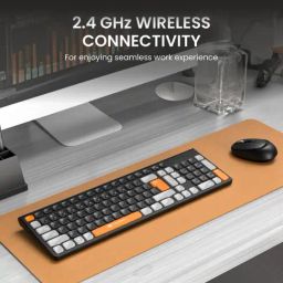 Portronics Key7 Combo Wireless Keyboard & Mouse Set with 2.4 GHz USB Receiver (Black & Orange) image 2