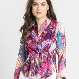 SHAYE Purple Floral Print Top-image-64