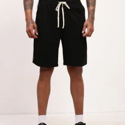 Showoff Black Cotton Regular Fit Shorts-picture-13