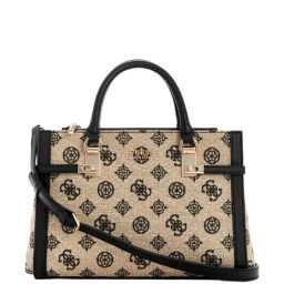 Guess Brown & Black Printed Shoulder Handbag-image-20