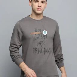 Showoff Grey Regular Fit Printed Sweatshirt-16