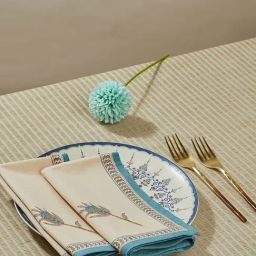 Fabindia Home Idika Tarinika Blue Cotton Napkin - Set Of 6-image-28