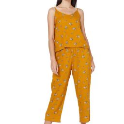 Smarty Pants Mustard Cotton Print Top With Pyjamas-image-97