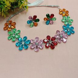AL ADAM FASHION Sliver -Plated Stone-Studded Jewellery Set-image-94