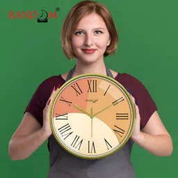 RANDOM Orange & Beige Printed Traditional Round Shaped Wall Clock image 3