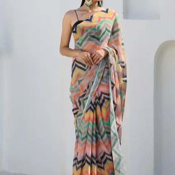 Swtantra Multicolored Chiffon Printed Saree-picture-30