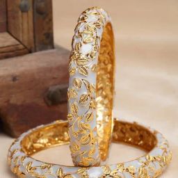 Karatcart Antique Grey and Gold-Plated Rajwadi Bangles for Women - Set of 2-11