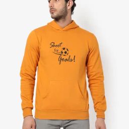 Campus Sutra Mustard Cotton Regular Fit Printed Hooded Sweatshirt-image-47