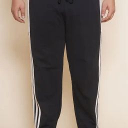 John Pride Black Regular Fit Striped Plus Size Trackpants-image-80