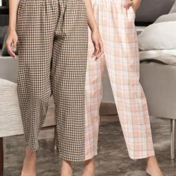 Kryptic Blue & Coffee Brown Cotton Relaxed Fit Printed Lounge Pants - Pack of 2-image-94