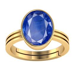 VISHVMA Gold Plated 5.00 Ratti Sapphire Nilam Gemstone Studded Finger Ring-picture-1