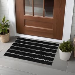 Kuber Industries Black & White 3 Pieces Anti-Skid Cotton Door Mats-image-49
