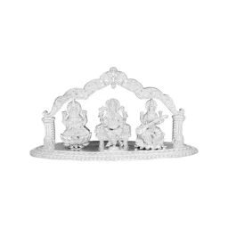 Sri Jagdamba Pearls Laxmi Ganesha Saraswati 0.8 Silver Divine Idol-image-37