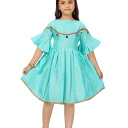 Aarika Kids Turquoise Solid Dress-image-79