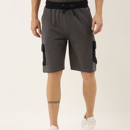 ARISE Men Charcoal Grey Solid Regular Fit Regular Shorts with Contrast Pocket Detailing-picture-15