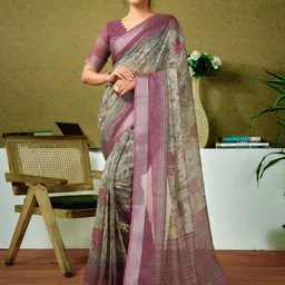 all about you Floral Zari Pure Linen Ready to Wear Saree-image-99