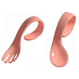 SYGA 2PCS Infant Baby Fork And Spoon Set Anti-Choke Self Feeding Accessories Pack of 2 -  Pink-picture-13