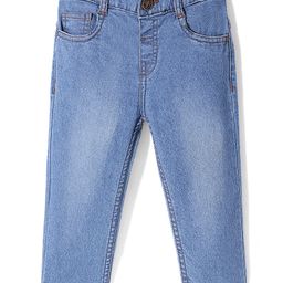 Babyhug Full Length Solid Color Denim Jeans With Stretch - Medium Blue-image-103