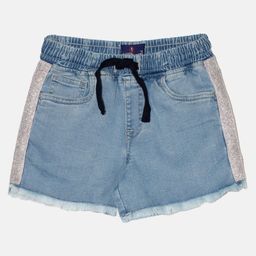 Kiddopanti Side Glitter Taped With Draw Cord Denim Shorts - Blue-image-46