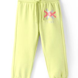 UCB Cotton Knit Full Length Lounge Pants With Glitter Print - Green-image-76