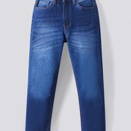 Primo Gino Cotton Elastane Full Length Washed Denim Jeans - Navy Blue-image-65