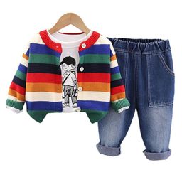 Little Surprise Box Cotton Full Sleeves Striped & Text Printed Winter Wear Set - Multi Colour-image-22