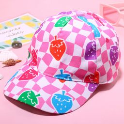 Babyhug Cotton Woven Cap With Checkered Print Pink - Diameter 51 cm-image-8