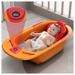 StarAndDaisy Baby Bath Tub Newborn Baby Bath Tub with Temperatures Sensior & Baby Bath Seat, Antislip Baby Bath Tub with Bath Chair, Bronze-image-91