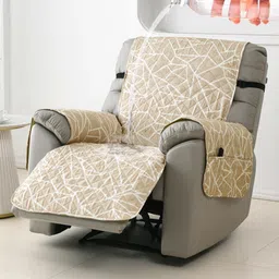 HOKIPO Beige & White Printed Polyester 1 Piece Sofa Cover-picture-19