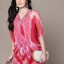 aarke Ritu Kumar Print Batwing Sleeve Chiffon Kaftan Maxi Dress-picture-19