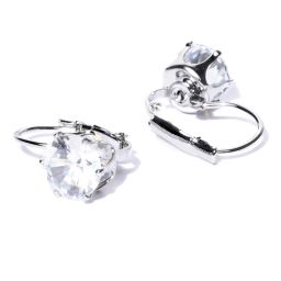 OOMPH Silver Tone Round & Square Solitaire Cubic Zirconia Drop Earrings for Women - Set of 2 image 5