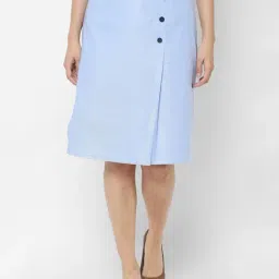 Solly by Allen Solly Blue Textured Skirt-image-30